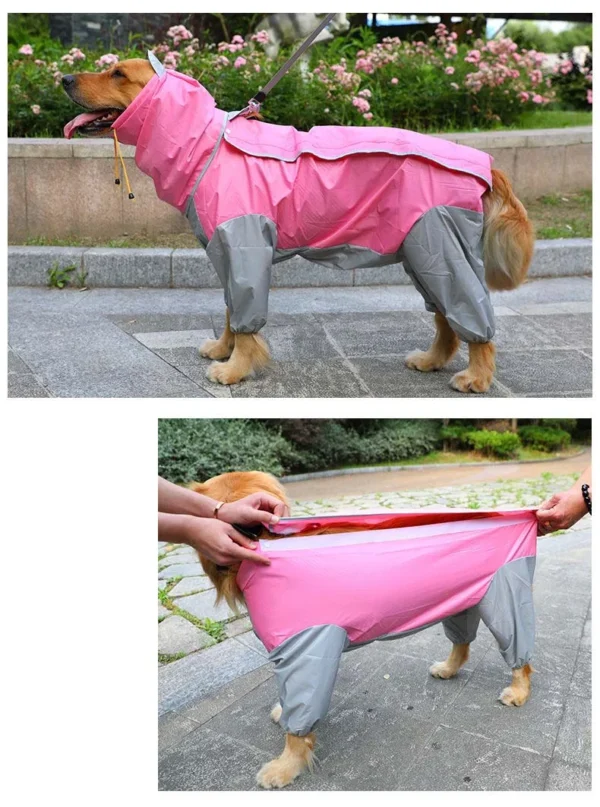 Large Dog Raincoat Reflective Waterproof Dog Clothes Outdoor Rain Coat Jacket Camo Big Dog Rain Raincape Pet Poncho 4